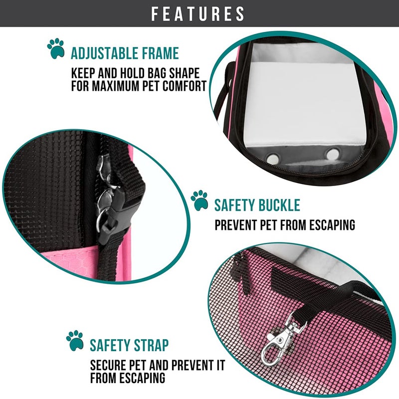 PetAmi Dog Purse Carrier for Small Dogs, Airline Approved Soft Sided Pet Carrier with Pockets, Ventilated Dog Carrying Bag for Puppy Cat, Dog Travel Supplies Bag, Sherpa Bed, Max 12 lbs, Pink - Image 5